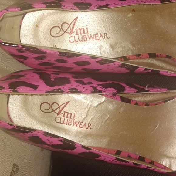 Ami clubwear pink leopard pattern heels sz 7 - Picture 3 of 17